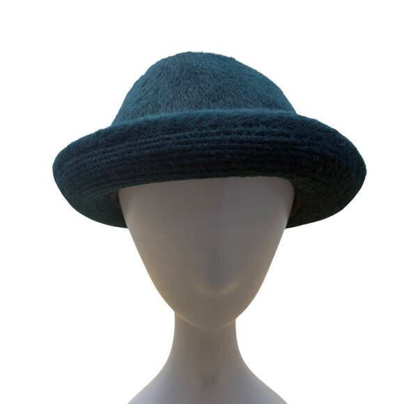 Teal Alpaca Wool Cloche Hat By Beatriz Canedo Patiño Made In Bolivia Folded Brim - Picture 1 of 8